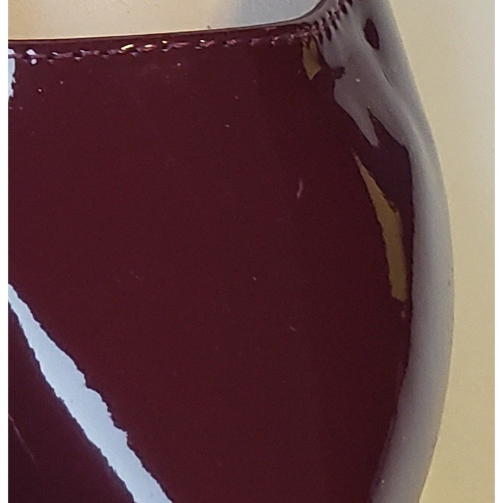 Women's Burgundy Patent Leather Mary Jane Block Heel Shoes Ankle Strap Sz 41 EU - Picture 10 of 11